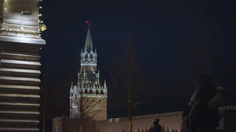 Wide plan of Red Square at night Stock Footage 131061483