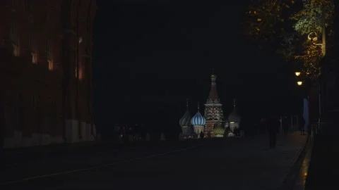 Wide plan of Red Square at night Stock Footage 131061663