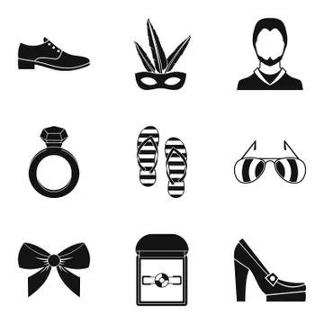 Wide popularity icons set, simple style Stock Illustration