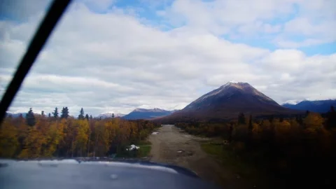 Wide POV through airplane wind shield as airplane lands Video stock 155457244