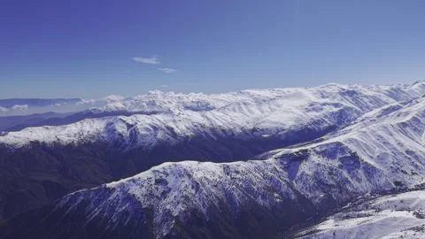 Wide Pullback Across Layered Snowy Andes Ridges Near Farellones 4K Stock Footage 342764800