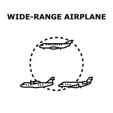 Wide range airplane concept flying delivering travel service Stock Illustration