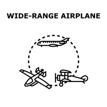 Wide range airplane concept vector illustration Stock Illustration