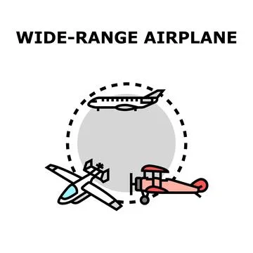Wide range airplane concept vector illustration Stock Illustration
