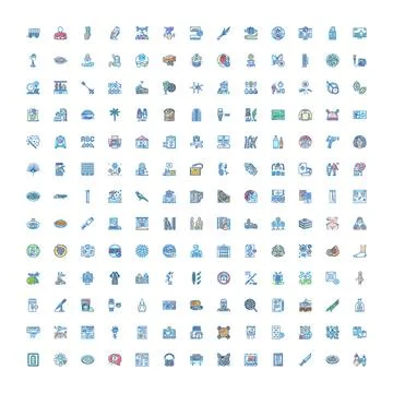 Wide range of doodle style line icons collection イラスト素材