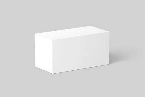 Wide Rectangle Box White Blank 3D Rendering Mockup Stock Illustration