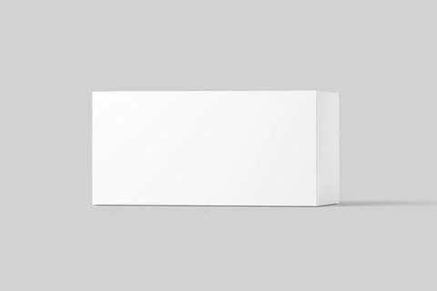 Wide Rectangle Box White Blank 3D Rendering Mockup Stock Illustration