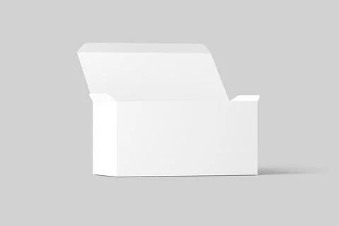 Wide Rectangle Box White Blank 3D Rendering Mockup Stock Illustration