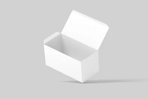 Wide Rectangle Box White Blank 3D Rendering Mockup Stock Illustration