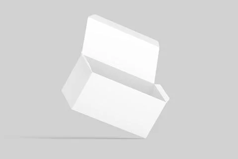 Wide Rectangle Box White Blank 3D Rendering Mockup Stock Illustration