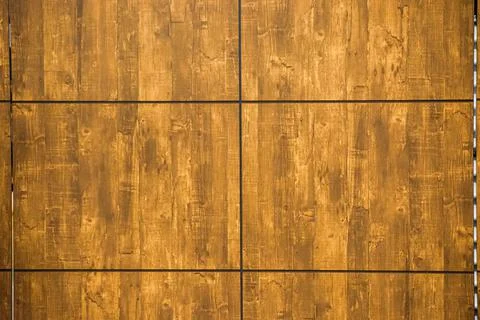 Wide rectangular wall tiles decorated with wood imitation Foto stock