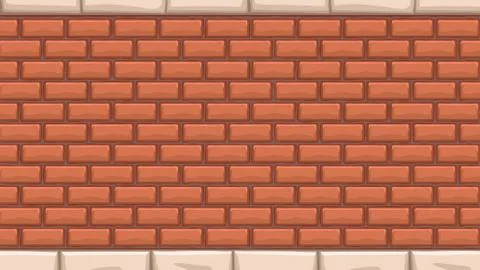 Wide red brick wall Stock Illustration