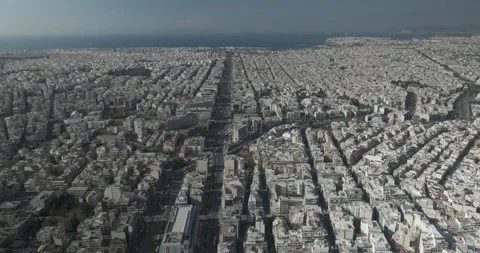 Wide Right to Left Aerial Panorama Over Athens, Greece Stock Footage 344005245