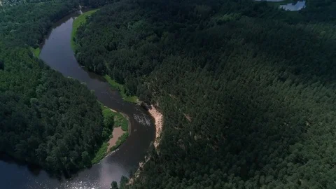 Wide river. Aerial view. Stock Footage 77208246