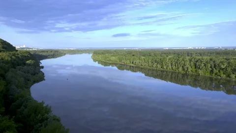 Wide river between forests. 스톡 동영상 111570721