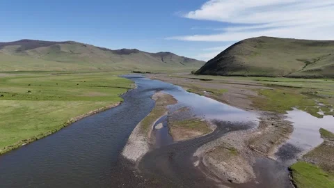 Wide River in Mongolia Stock Footage 335361000