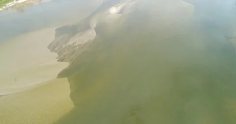 Wide river with sandy shallows Stock Footage 132998614