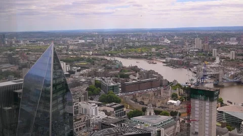 Wide River Thames View With The Scalpel And Tower of London Stock Footage 342570184