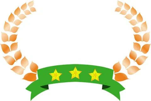Wide Round frame of Copper laurel and three star Ribbon Stock Illustration