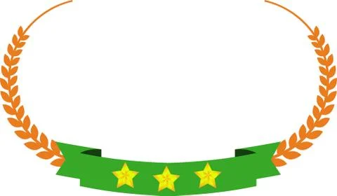 Wide Round frame of Copper laurel and three star Ribbon Stock Illustration