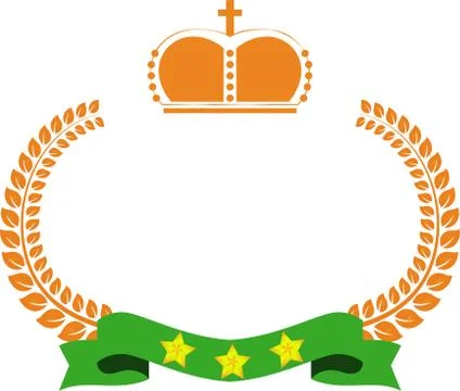 Wide Round frame of Copper laurel and crown and Ribbon Stock Illustration