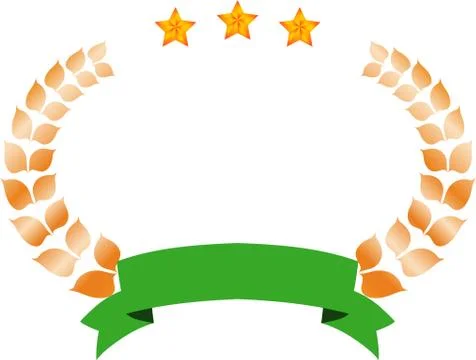 Wide Round frame of Copper three star laurel and Ribbon Stock Illustration