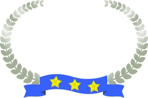 Wide Round frame of Silver laurel and three star Ribbon Stock Illustration