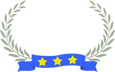 Wide Round frame of Silver laurel and three star Ribbon Stock Illustration