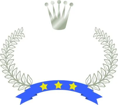 Wide Round frame of Silver laurel and crown and Ribbon Stock Illustration