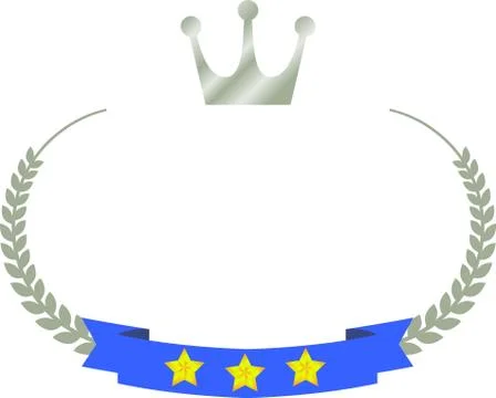Wide Round frame of Silver laurel and crown and Ribbon Stock Illustration