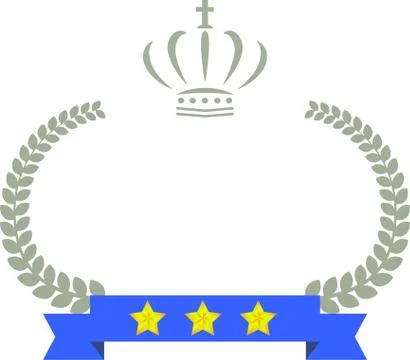 Wide Round frame of Silver laurel and crown and Ribbon Stock Illustration