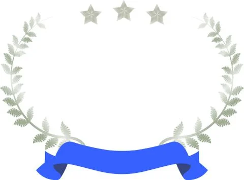 Wide Round frame of Sliver three star laurel and Ribbon Ilustración de archivo