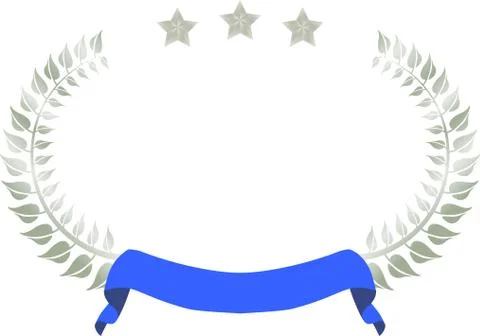 Wide Round frame of Sliver three star laurel and Ribbon Ilustración de archivo