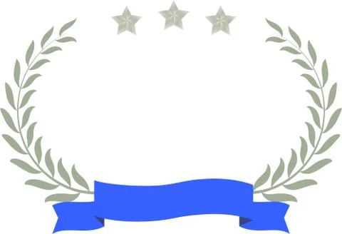 Wide Round frame of Sliver three star laurel and Ribbon Ilustración de archivo