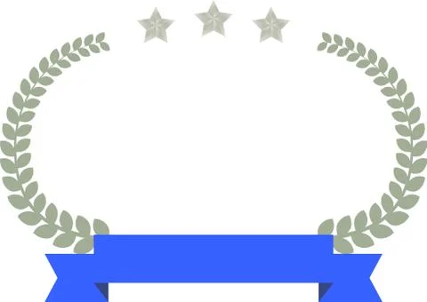Wide Round frame of Sliver three star laurel and Ribbon Stock Illustration