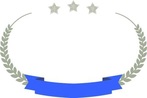 Wide Round frame of Sliver three star laurel and Ribbon Ilustración de archivo