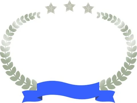 Wide Round frame of Sliver three star laurel and Ribbon Ilustración de archivo