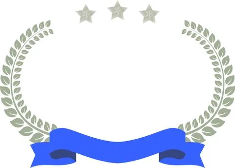 Wide Round frame of Sliver three star laurel and Ribbon Stock Illustration