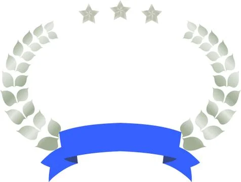 Wide Round frame of Sliver three star laurel and Ribbon Ilustración de archivo
