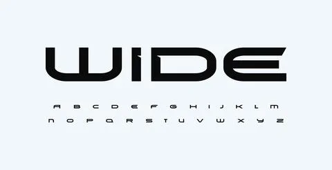 Wide rounded font, expanded alphabet. Letters with bevel spurs for strict techno Stock Illustration