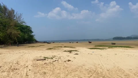 Wide sandy beach at low tide. Stock Footage 239522443