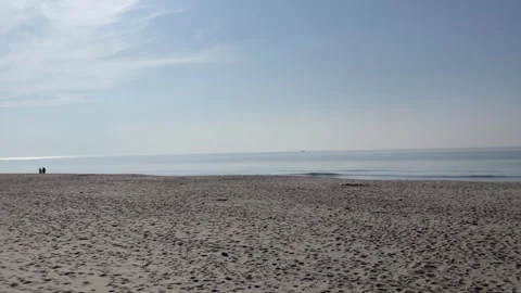 A wide sandy beach with sand that squeaks on the Baltic Spit. Stock Footage 306322785