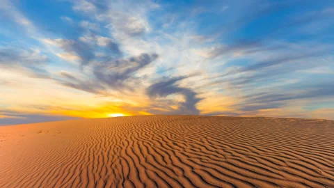 Wide sandy desert dune at the sunset time lapse scene 스톡 동영상 159278395