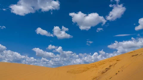 Wide sandy dune in desert under a blue sky 库存影片 341553414