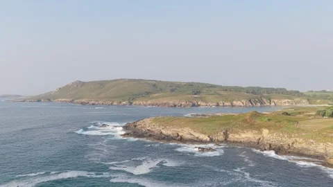 A wide scenic view of the rugged coastline at Praia De Seiruga, Spain. The Stock Footage 346708520