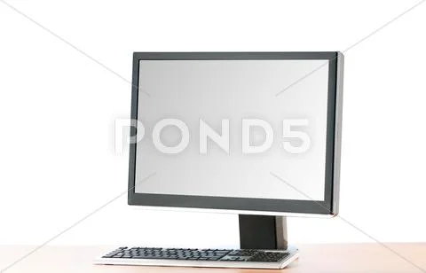 Wide screen computer isolated on the white Stock Photos