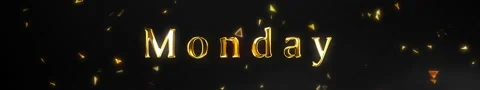 Wide screen Monday Gold Text Animation | 4K Shiny Metallic Title Effect Stock Footage 319884307