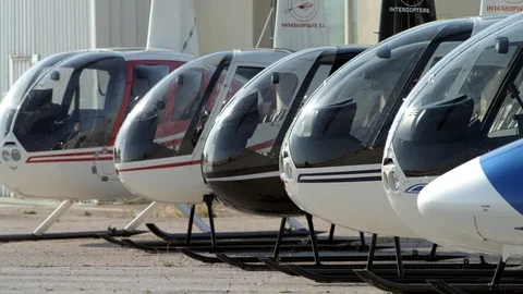 Wide Shot, 20 Seconds Or Greater, Walking, Outdoors, Day, Helicopter, Airport, Stock Footage 95918392