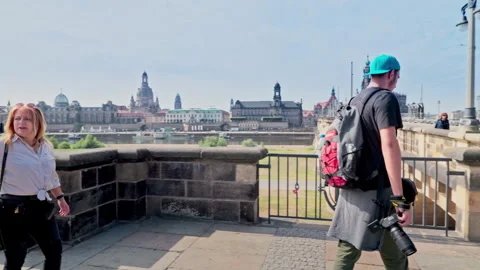 Wide shot of the Augustus Bridge. Stock Footage 327971840