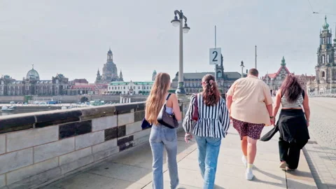Wide shot of the Augustus Bridge. Stock Footage 327972155